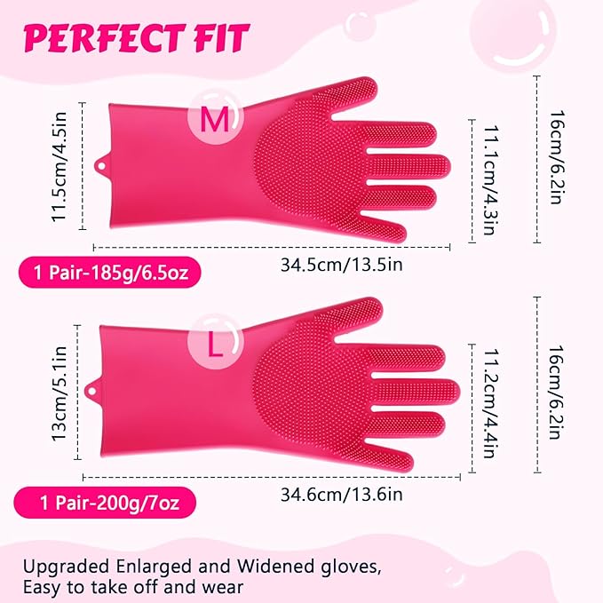 Pecute Pet Grooming Gloves Large, Heat Resistant Dog Washing Gloves with High-Density Teeth, Silicone Cat Dog Bathing Gloves with Enhanced Five Finger Design, for Washing Bathing Massaging - PAWPICO