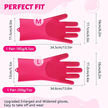 Pecute Pet Grooming Gloves Large, Heat Resistant Dog Washing Gloves with High-Density Teeth, Silicone Cat Dog Bathing Gloves with Enhanced Five Finger Design, for Washing Bathing Massaging - PAWPICO