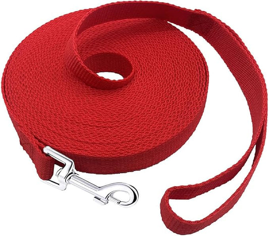 15ft 20ft 30ft 40ft 50ft Long Dog/Puppy Lead Obedience Recall Training Dog Leashes for Small Medium Dogs Camping, Training, Play, or Backyard (Red, 1" x 50FT) PETGOGO