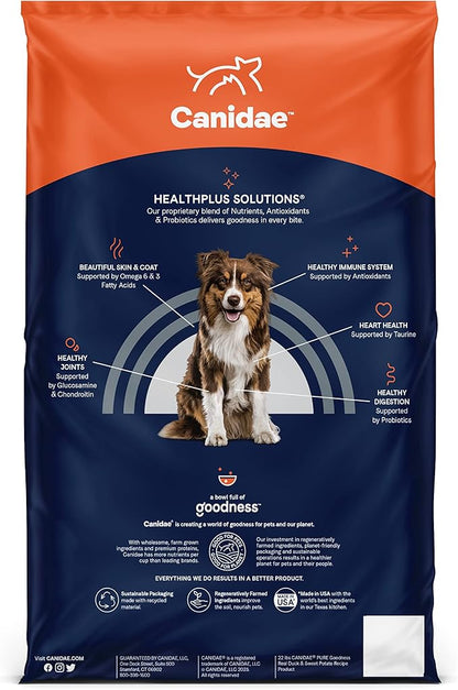 Canidae Pure Real Duck & Sweet Potato Recipe Adult Dry Dog 22 LB - PAWPICO