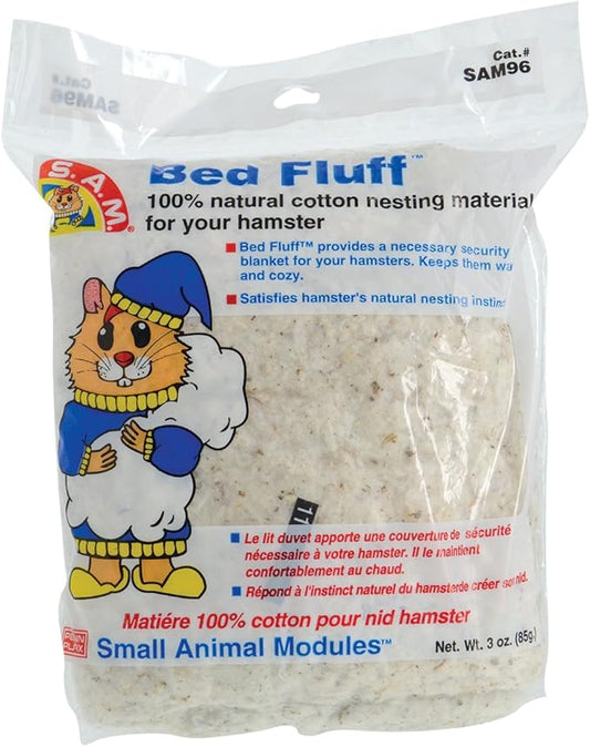 Penn-Plax Bed Fluff- Natural Animal Bedding - 100% Cotton Nesting Material - for Hamsters and Small Animals - 3 Ounces Penn-Plax