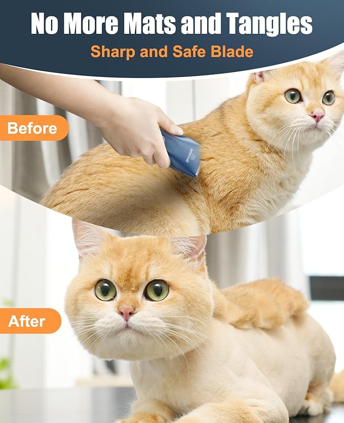 oneisall Pet Clipper for Cat Matted Hair, Pet Shaver for Cats Quiet Pet Hair Clippers Cordless Cat Clippers for Matted Hair Cat Clippers for Long Hair - PAWPICO