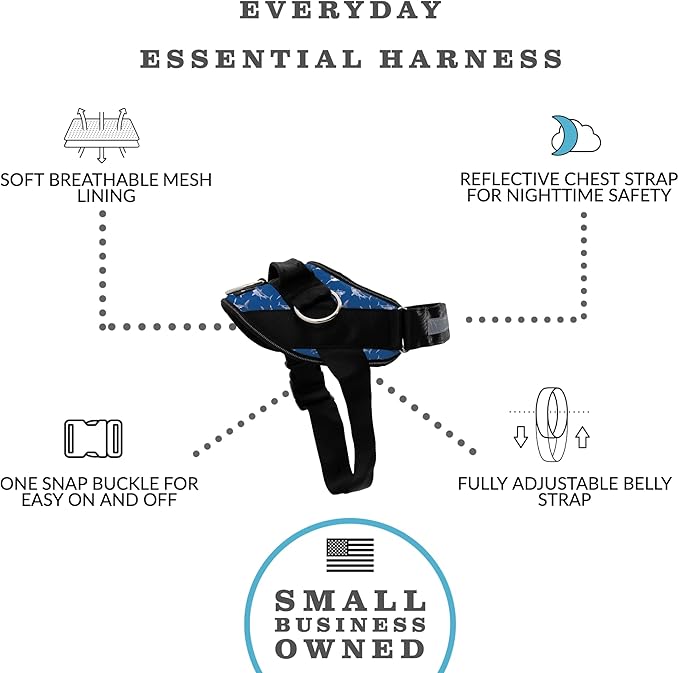 ShawnCo Essential Dog Harness, No-Pull Pet Vest with 3 Leash Clips, No Choke, Reflective, Adjustable and Padded, for Easy Walking and Training for Small, Medium and Large Dogs (White Sharks, M) SHAWNCO
