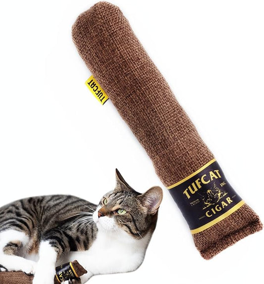 Cat Toy Cigar, Catnip Toys for Cats of All Breeds, Cat Toys for Indoor Cats, Kitten Toys, Action Themed Fun for Kicking, Biting, Chewing (Brown, 1-Pack) - PAWPICO