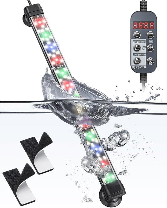 Pawfly 6.5 W Aquarium LED Light 12 Inch 24/7 Fish Tank Light with Full Spectrum IPX8 Waterproof Light Multi-Colored LEDs with D/N Mode Single Color Effects Timer and Adjustable Brightness Pawfly