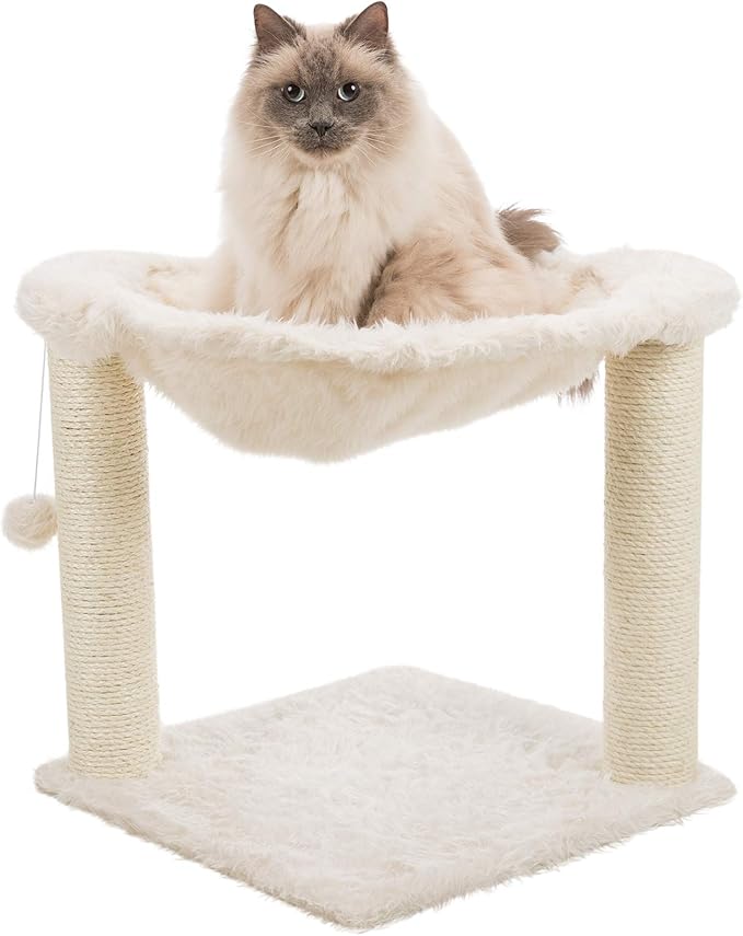 TRIXIE Baza Scratching Post with Hammock | 18" Base. Color: Cream - PAWPICO