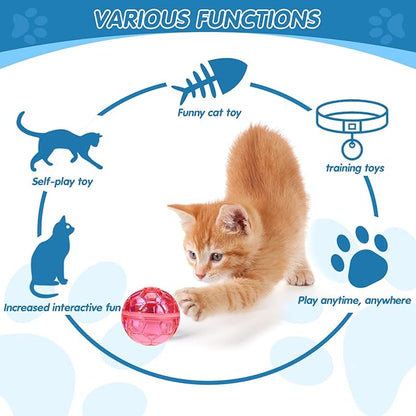 Frienda 4 Pieces Ghost Hunting Cat Ball Motion Light Up Cat Balls LED Motion Activated Cat Ball Motion Light Up Cat Dog Interactive Toys Pet Glowing Mini Running Exercise Ball Toys (Bright Color) - PAWPICO
