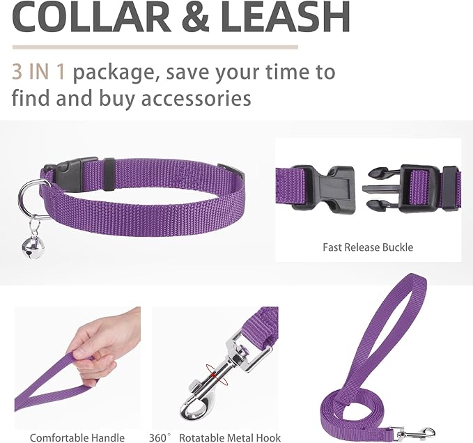 PUPTECK Adjustable Dog Harness Collar and Leash Set Step in No Pull Pet Harness for Small Medium Dogs Puppy and Cats Outdoor Walking Running, Soft Mesh Padded Reflective Vest Harnesses PUPTECK