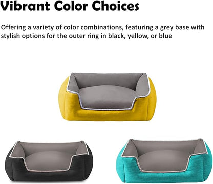 Dog Bed with Sides for Medium Dogs and Large Dogs, Soft & Fluffy, All Seasons, Fully Removable & Washable Dog Bed, Luxury, Stylish, Cozy, Comfy, Warm(Blue+Gray, M) - PAWPICO