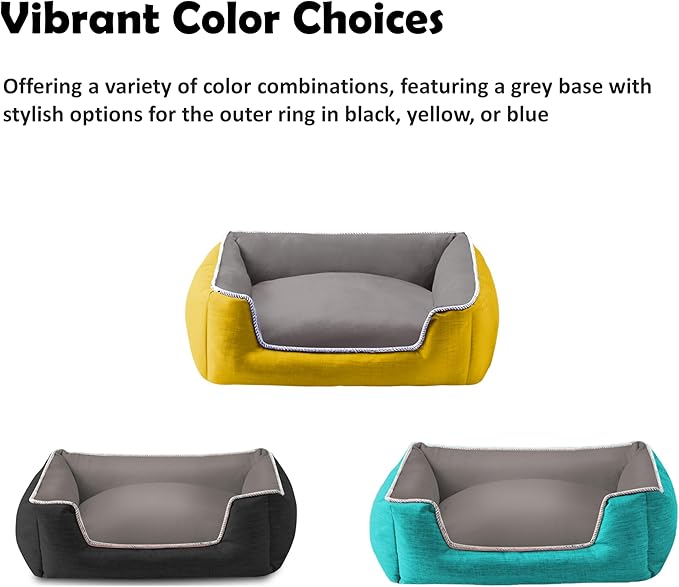 Dog Bed with Sides for Medium/Large Dogs, Soft & Fluffy, All Seasons, Fully Removable & Washable Dog Bed, Luxury, Stylish, Cozy, Comfy, Warm (Yellow, Large) - PAWPICO