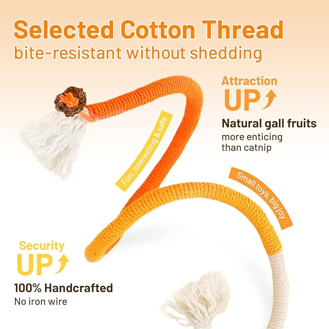 Sisal Rope Cat Toys,3 Pack Bite-Resistant Catnip Toys,Cat Toys for Bored Indoor Cats, Safe Teeth Cleaning Chew Cat Toy,Interactive Cat Kicke Toys for Indoor Cats for 24" All Breeds - PAWPICO