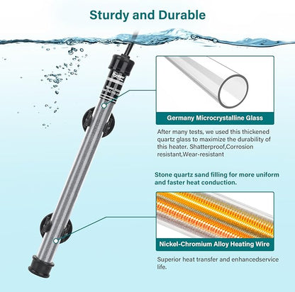 hygger Submersible Aquarium Heater, 100W 150W 200W 300W Adjustable Fish Tahk Heater with Temperature Controller, LED Display, Small Aquarium Betta Heater for up to 20/26/40/48 Gallons hygger