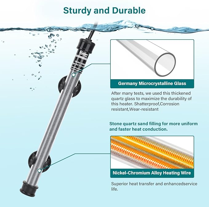 hygger Submersible Aquarium Heater, 100W 150W 200W 300W Adjustable Fish Tahk Heater with Temperature Controller, LED Display, Small Aquarium Betta Heater for up to 20/26/40/48 Gallons hygger