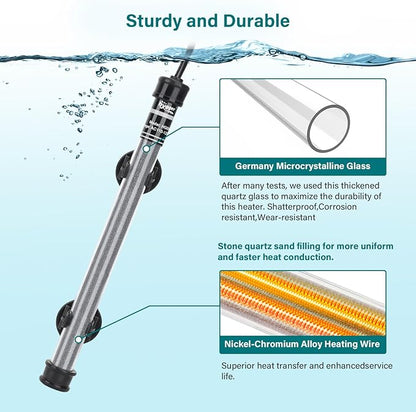 hygger Submersible Aquarium Heater, 100W 150W 200W 300W Adjustable Fish Tahk Heater with Temperature Controller, LED Display, Small Aquarium Betta Heater for up to 20/26/40/48 Gallons hygger