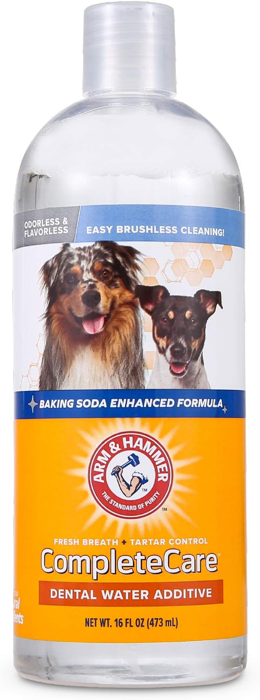 Arm & Hammer Complete Care Fresh Dental Water Additive for Dogs, 16 Fl Oz - Flavorless Dog Water Additive, Dog Mouth Wash, Dog Dental Rinse, PetWater Additive, Pets Dental Care for Bad Breath ARMHAMMER