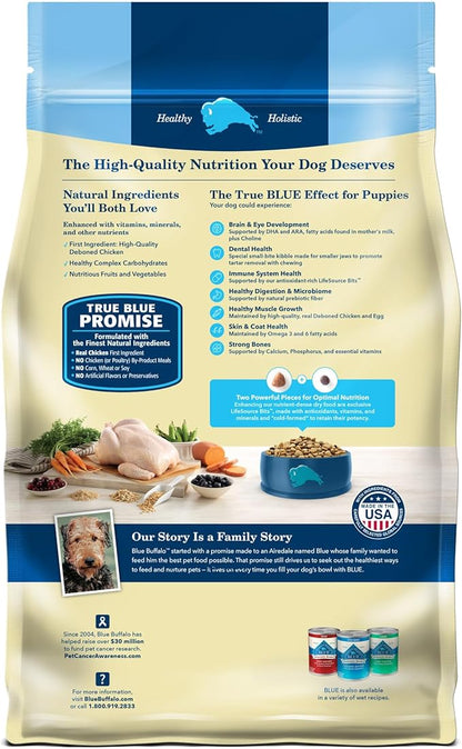Blue Buffalo Life Protection Formula Puppy Dry Dog Food with DHA and ARA, Made with Natural Ingredients, Chicken & Brown Rice Recipe, 34-lb Bag - PAWPICO
