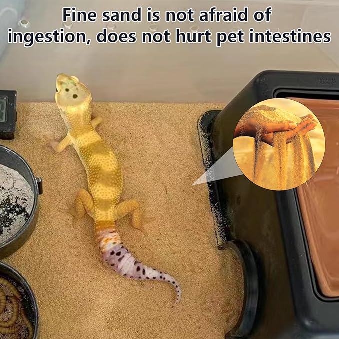 BNOSDM Reptile Sand Bearded Dragons Substrate Sands Lizard Terrarium Bedding Desert Blend for Snakes Geckos Chameleon Tortoise Frogs Scorpion Invertebrates Amphibian（Yellow） BNOSDM