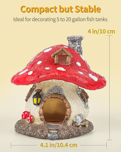 Uniclife Aquarium Mushroom House, Resin Fish Tank Decoration Cottage Ornament for Fish Tank Landscape Aquarium Hideout Hideaway Spawning Cave Decor for Shrimp Betta Goldfish and Reptiles UnicLife