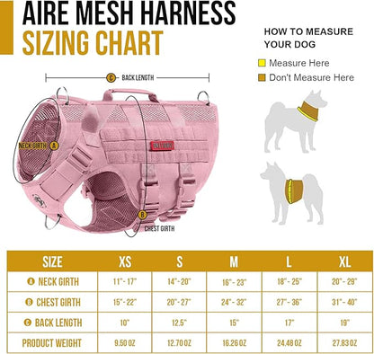 OneTigris Tactical Dog Harness for Small Dog, No Pull Small Dog Vest Harness with Handles Breathable Military Dog Molle Vests, Harness for Walking Hiking Training (Pink, Large) OneTigris