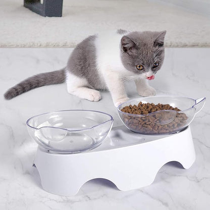 MILIFUN Cat Food Bowls Elevated Tilted, Anti Vomiting Orthopedic Kitty Bowls for Puppy and Bunny, Indoor Cats. - PAWPICO