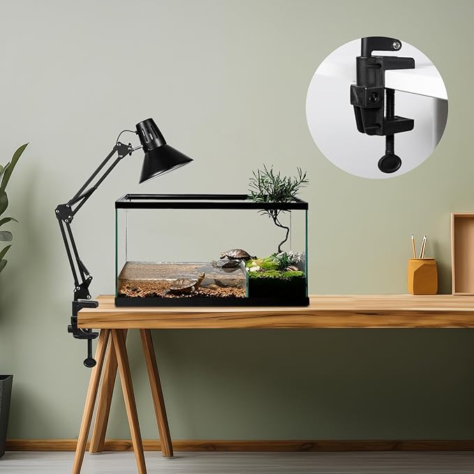 Reptile Heat Lamp Reptile Light Fixture with Tall Reptile Lamp Stand (15.7inch to 74.3inch) Heat Lamp Stand with 360° Adjustable Swing Arm, Reptile Light Stand for Reptile Tank and Heat Lamps DXOPHIEX