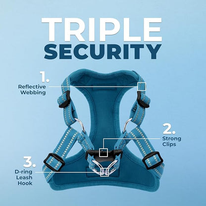 Best Pet Supplies Voyager Adjustable Dog Vest Harness Breathable No Pull Harness for Small, Medium, Large Dogs, Harness for Walking, Jogging, Easy Step-in, Reflective Stripes - (Turquoise), L BestPetSuppliesLLC