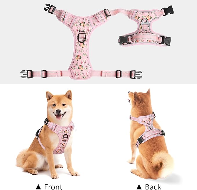 Timos Dog Harness, No-Pull Pet Harness with 2 Leash Clips, 3 Snap Buckles Adjustable Soft Padded Dog Vest, Reflective No-Choke Pet Oxford Vest with Easy Control Handle for Small Medium Large Dogs Timos