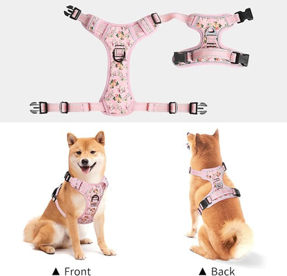 Timos Dog Harness, No-Pull Pet Harness with 2 Leash Clips, 3 Snap Buckles Adjustable Soft Padded Dog Vest, Reflective No-Choke Pet Oxford Vest with Easy Control Handle for Small Medium Large Dogs Timos