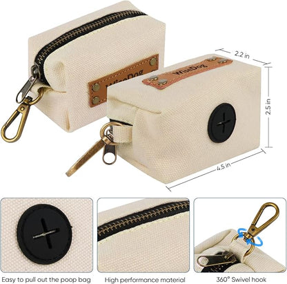 Wisedog Dog Collar and Leash Set Combo: Adjustable Durable Pet Collars with Dog Leashes for Small Medium Large Dogs,includes One Bonus of Poop Bag Holder (M, Sand Color) WisedogPetSupplies