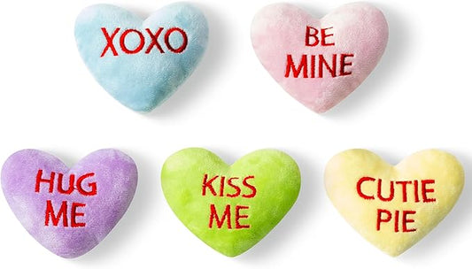 MALLMALL6 5Pcs Valentine’s Day Conversation Heart Catnip Toys Gift for Cat, Indoor Cat Chew Bite Kick Plush Candy Catmint Pet Toys for Cat Lover Gifts, Cute Interactive Cat Toy with for Pet Presents - PAWPICO