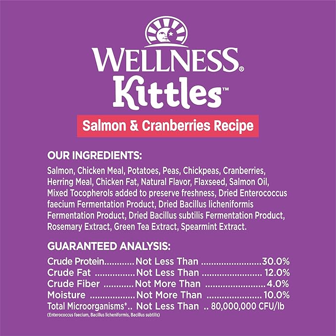 Wellness Kittles Natural Grain Free Cat Treats, Salmon & Cranberries, 6-Ounce Bag WellnessNaturalPetFood