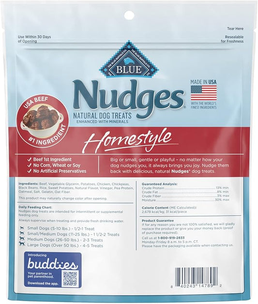 Blue Buffalo Nudges Homestyle Natural Dog Treats, Beef and Rice, 16oz Bag (Pack of 2) - PAWPICO