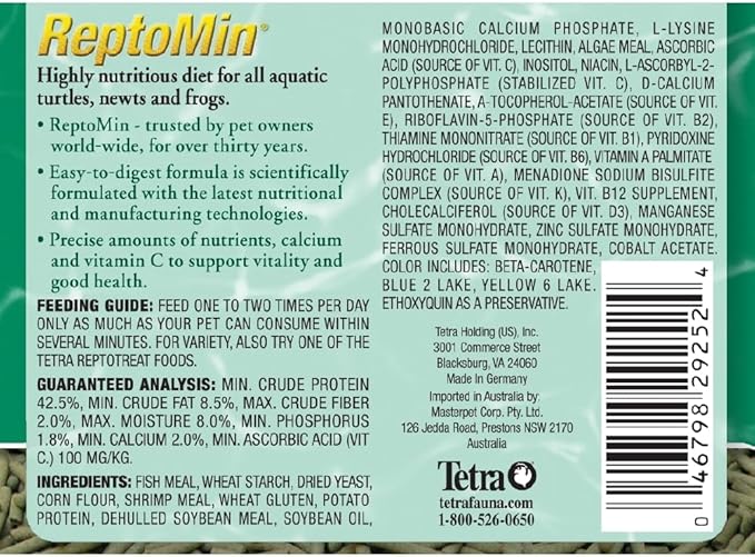 Tetra ReptoMin Floating Food Sticks, Food for Aquatic Turtles, Newts and Frogs, 1.94 oz Tetra