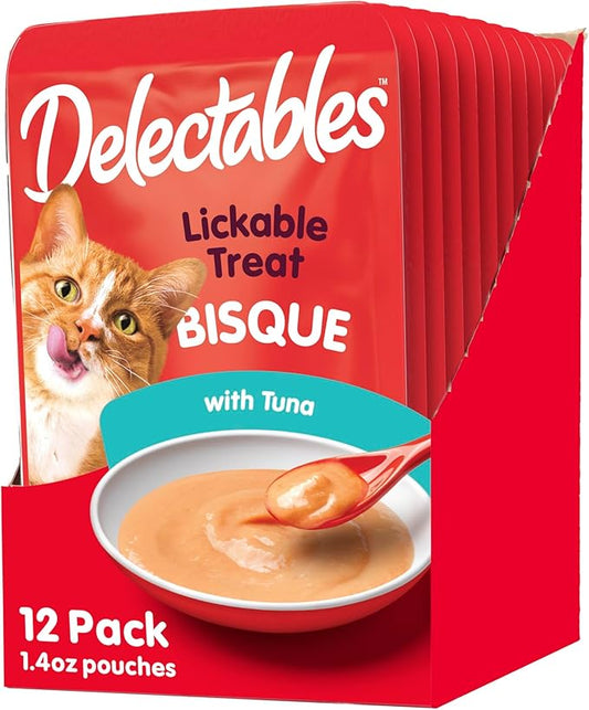 Hartz Delectables Bisque Lickable Wet Cat Treats-12 Pack-Tuna - 3270011057 Hartz