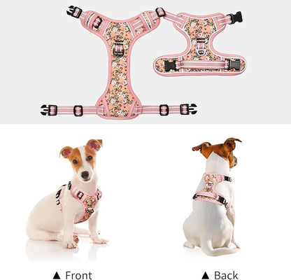 Timos Dog Harness, No-Pull Pet Harness with 2 Leash Clips, Adjustable Soft Padded Dog Vest, Reflective Outdoor Pet Oxford Vest with Easy Control Handle Timos