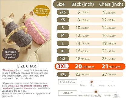 2 Pack Dog Sweaters for Small Dogs - Puppy Medium Warm Clothes in Winter, Turtleneck Pullover Design for Boy Girl Pet, Doggie, Cat, Kitten Chihuahua Bulldog Pug Beagles (3XL, Grey, Beige) - PAWPICO