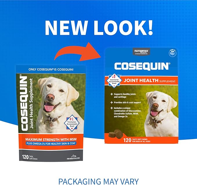 Cosequin Joint Health Supplement for Dogs - With Glucosamine, Chondroitin, MSM, and Omega-3's, 120 Soft Chews NutramaxLaboratories