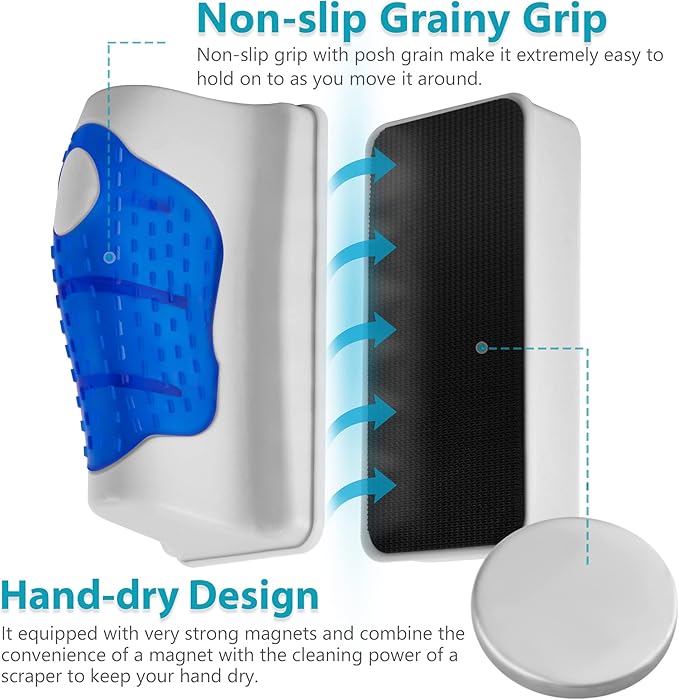 Magnetic Aquarium Fish Tank Glass Algae Scrapers Glass Cleaner Scrubber Clean [Blades Attachment, Floating, Scratch-Free, Non-Slip, Magnetizing] XL Neptonion