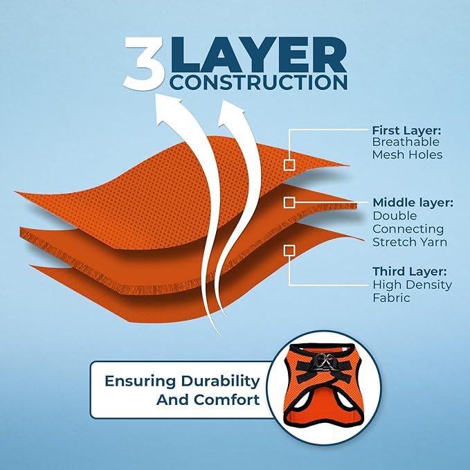 Voyager Step-in Air Dog Harness - All Weather Mesh, Reflective, No Pull Harness for Small, Medium Dogs, Cats - Secure with Hook & Loop Fastener, Buckle, Double D-Rings - Orange/Black Trim, XL BestPetSuppliesLLC