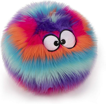 goDog Furballz Squeaky Plush Ball Dog Toy, Chew Guard Technology - Cool Rainbow, Large - PAWPICO