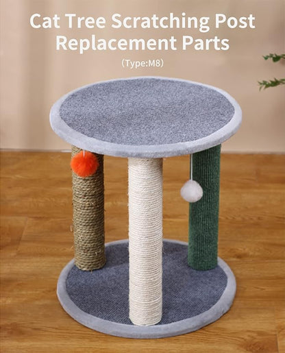 BNOSDM 4 Pcs M8 15”x2.75” Cat Tree Scratching Post Replacement Parts for Indoor Cats Tower Rope Scratch Poles Refill Jute Pole Part for Refurbishment Hemp Gray - PAWPICO