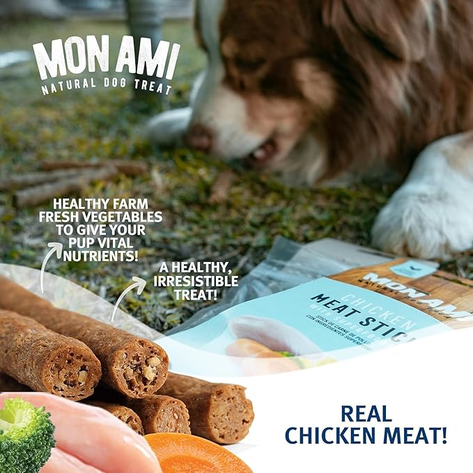 Mon Ami Chicken Meat Sticks for Dogs with Farm Fresh Vegetables (11 Oz) – Human Grade Dog Treats with Superfoods - Training Treats for Dogs - Healthy Dog Treats for Small, Medium and Large Dogs - PAWPICO