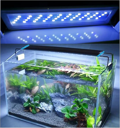 Bright Classic LED Aquarium Light, Reef Plant Fish Tank Light with Extendable Brackets, Aquatic Plant Growth Lamp White and Blue LEDs JackSuperAquariumPetsFocus