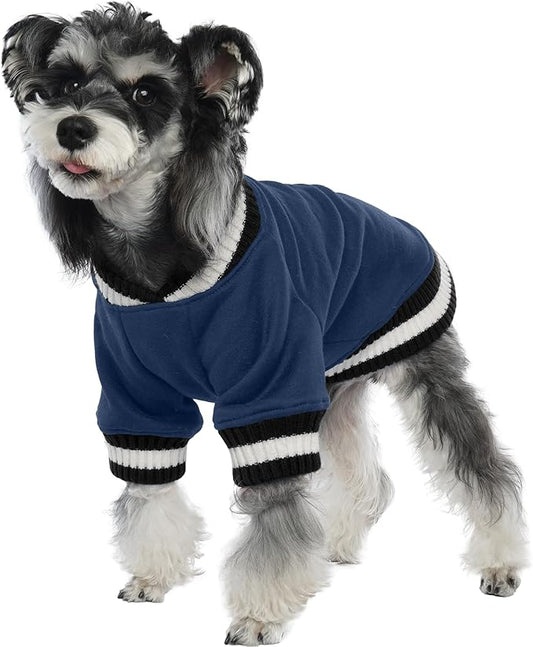 FUAMEY Dog Pullover Sweatshirt，Dog Winter Sweaters Warm Dog Clothes Dog Vest Thick Puppy Pullover Soft Pet Fleece Sweater Cute Doggie Boy Girl Outfit for Small Medium Dogs Blue S - PAWPICO
