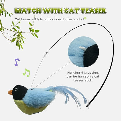 LEWISER Cat Toys Chirp Chickadee, Interactive Cat Feather Toys, Retractable Cat Teaser Toy, Hanging Toys for Indoor Cats Exercise, Kitten Kitty Fun Mental Physical Toys, Blue (1 Pack) - PAWPICO