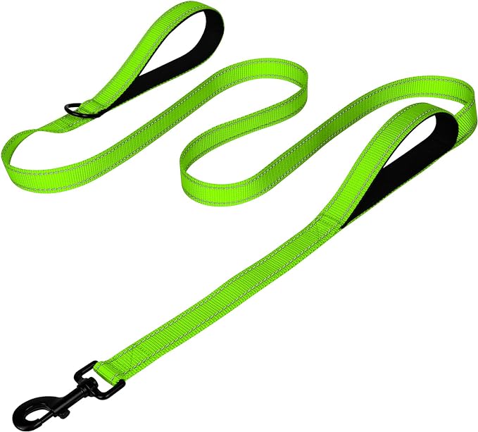 Joytale Dog Leash Heavy Duty for Large Dogs That Pull, Double Handle for Traffic Control, Double-Sided Reflective Leashes for Large Medium Dogs Night Safety, 5FT, Green Joytale