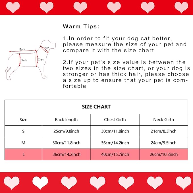 Dxhycc Dog Knitted Sweater Dog Heart Sweater Puppy Sweater Warm Soft Pet Holiday Clothes for Medium Cats and Dogs (Red, L) - PAWPICO