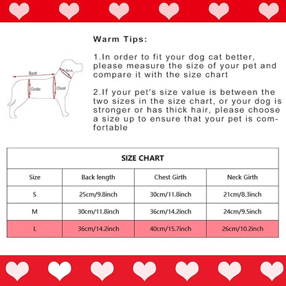 Dxhycc Dog Knitted Sweater Dog Heart Sweater Puppy Sweater Warm Soft Pet Holiday Clothes for Medium Cats and Dogs (Red, L) - PAWPICO