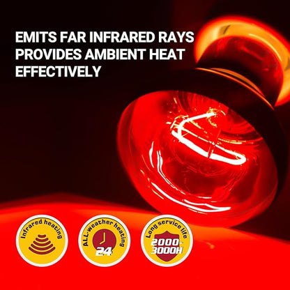 REPTIZOO 75W Reptile Heat Lamp Combo Pack, 2PCS Day & Night Basking Spot Light, UVA Daylight Heating Lamp Basking Bulb and Infrared Heat Emitter Red Heat Lamp REPTIZOO
