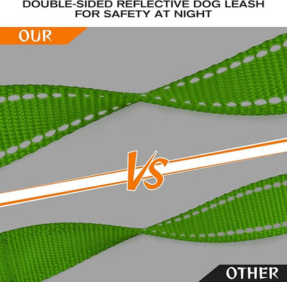 Joytale Dog Leash Heavy Duty for Large Dogs That Pull, Double Handle for Traffic Control, Double-Sided Reflective Leashes for Large Medium Dogs Night Safety, 4FT, Green Joytale